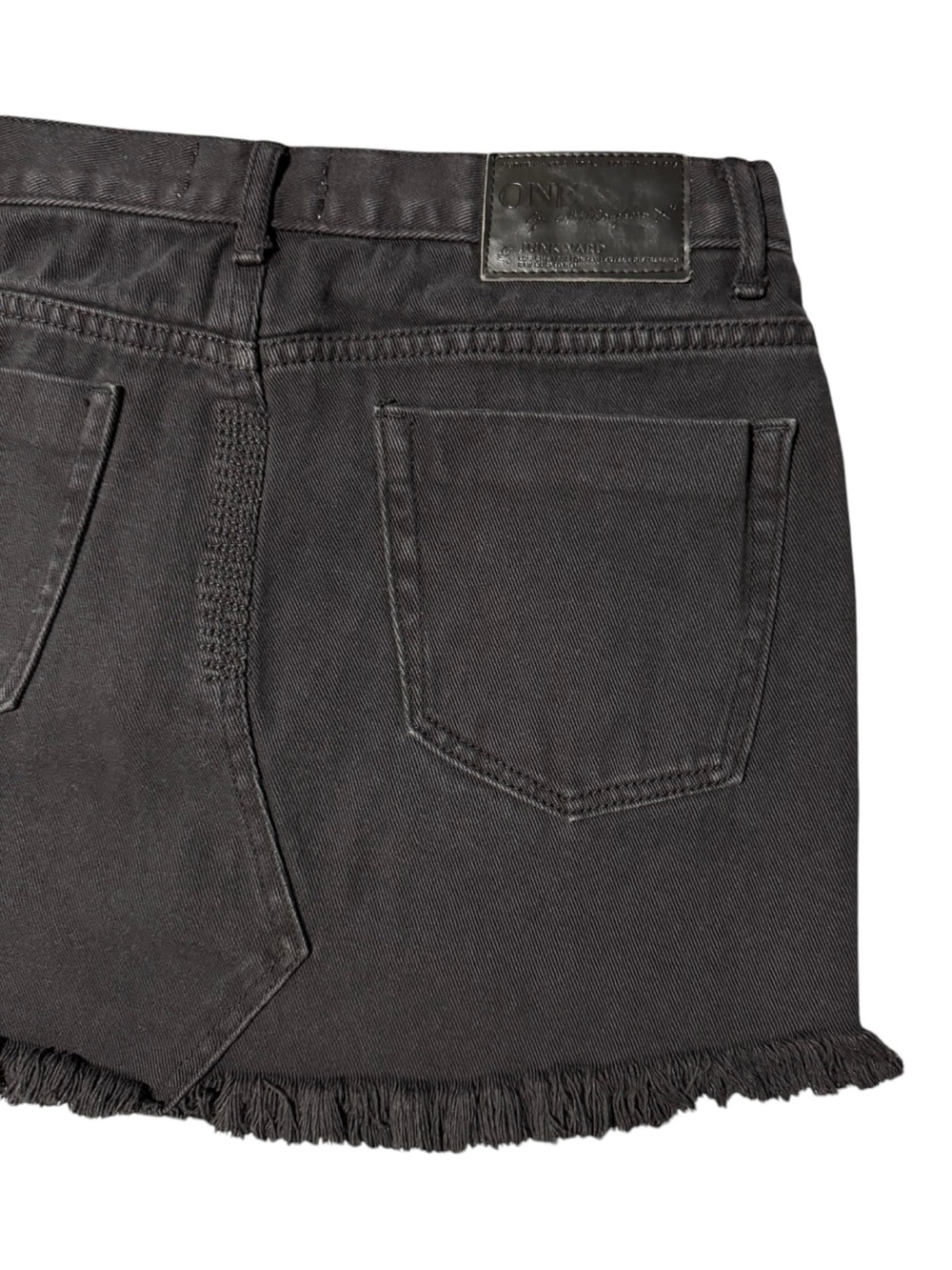 ONE X ONE TEASPOON Black High Rise Distressed Denim Mini Skirt High Low Fray 26 - Picture 5 of 9